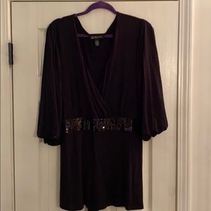 INC International Concepts Black top sequin & tie